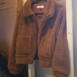 Thread and supply teddy bear coat jacket size l